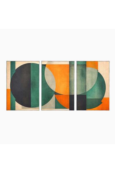 Luxcanva Set 3 Tablouri Canvas Forme Geometrice Abstracte 150x70 cm (3 x 50x7...