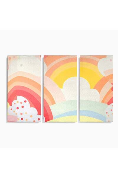 Luxcanva Set 3 Tablouri Canvas Zambetul Cerului 150x100 cm (3 x 50x100) pe Sa...