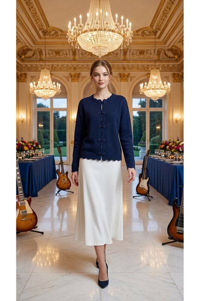 AYMİSS FASHIONABLE WOMEN'S CARDIGAN WITH AUTHENTIC BUTTONS, BRITISH-STYLE DET...