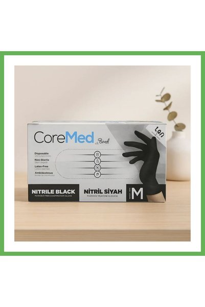 TheGencoo Nitrile Examination Gloves, Black, M, Powder-Free, Pack of 100 GEN01