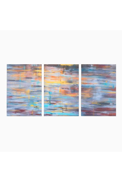 Luxcanva Set 3 Tablouri Canvas Luciul Apei 150x70 cm (3 x 50x70) pe Sasiu Lem...