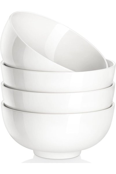 Malacasa 26 Oz White Ceramic Soup Bowls of 4, Cereal Bowls for Kitchen