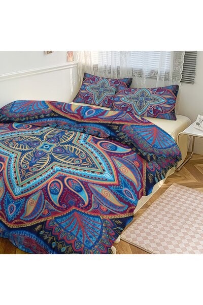 LEADER GLOBAL Modern Boho Bedroom Bedding Set 3Pcs, All Weather Duvet Set