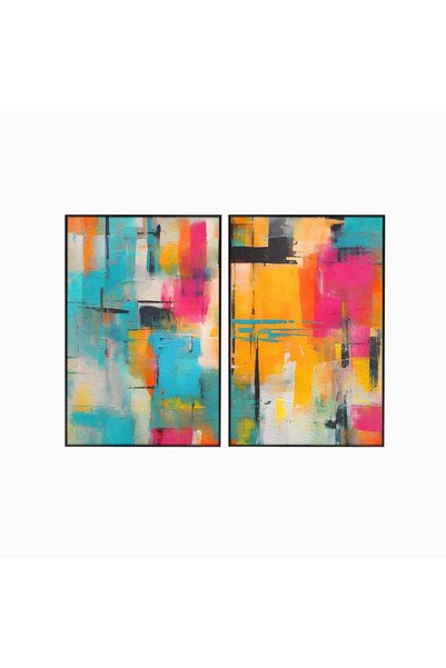 Luxcanva Set 2 Tablouri Canvas Peisaj Abstract 80x60 cm (2 x 40x60) cu Ramă N...