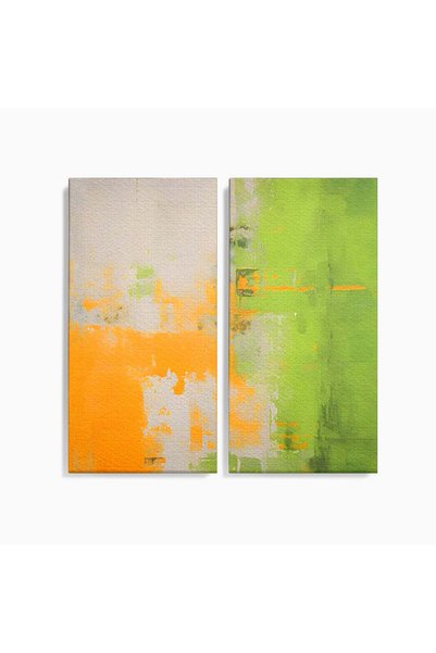 Luxcanva Set 2 Tablouri Canvas Abstract Portocaliu și Verde 140x140 cm (2 x 7...