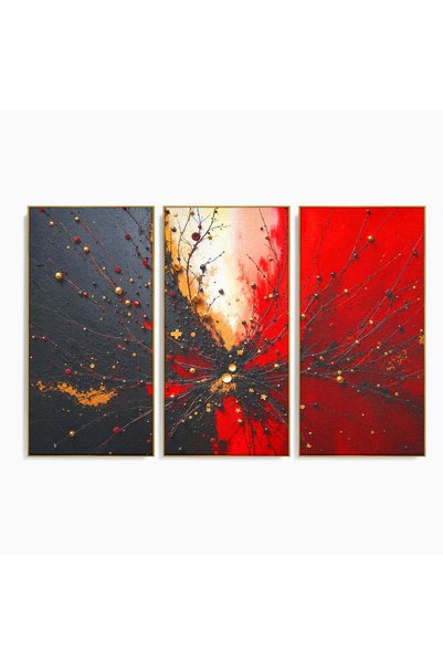 Luxcanva Set 3 Tablouri Canvas Explozie Abstracta 150x100 cm (3 x 50x100) cu ...