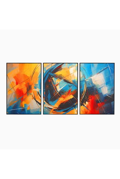 Luxcanva Set 3 Tablouri Canvas Pamantul Pictat Abstract 240x120 cm (3 x 80x12...