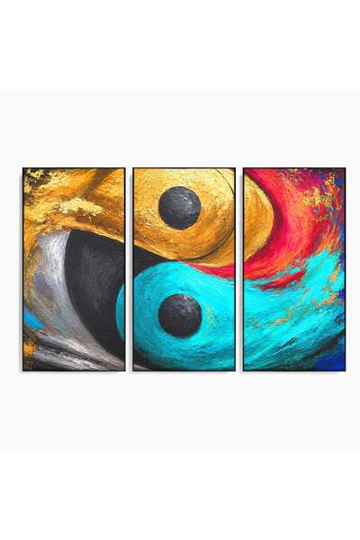 Luxcanva Set 3 Tablouri Canvas Echilibrul Yin Si Yang 210x140 cm (3 x 70x140)...