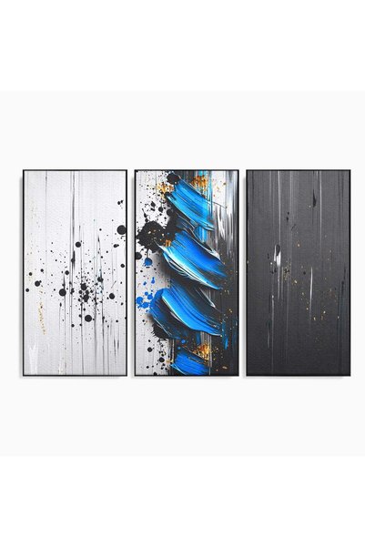 Luxcanva Set 3 Tablouri Canvas Abstractie Albastra 210x140 cm (3 x 70x140) cu...