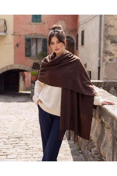 Womengrom Women's Soft Textured Tasseled Shoulder Shawl