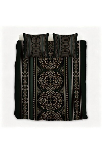 LEADER GLOBAL Comfort Boho Flannel Bed Linen 3PCS Set, Cozy Warm Bedroom Bedding