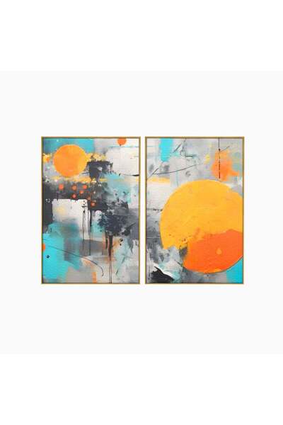Luxcanva Set 2 Tablouri Canvas Abstract Sun In Space 140x100 cm (2 x 70x100) ...