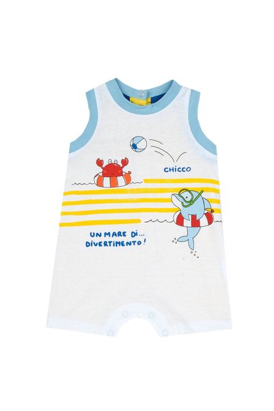 Chicco Salopeta bebelusi Chicco, alb cu galben, 51334-66MFCO