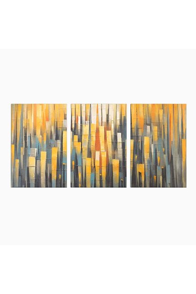 Luxcanva Set 3 Tablouri Canvas Colored Stripes 300x150 cm (3 x 100x150) pe Sa...