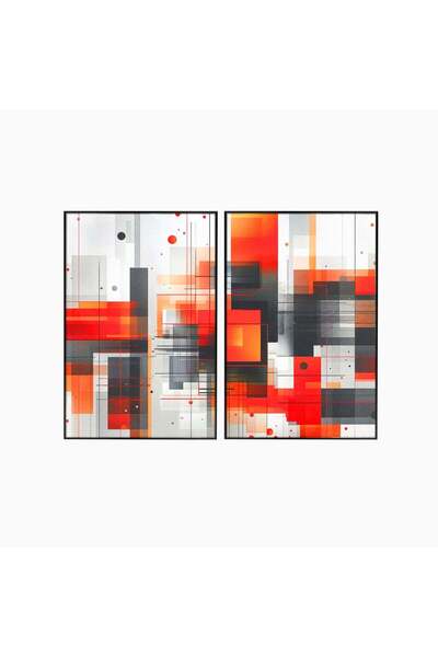 Luxcanva Set 2 Tablouri Canvas Metropola In Rosu 200x150 cm (2 x 100x150) cu ...