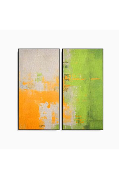 Luxcanva Set 2 Tablouri Canvas Abstract Portocaliu și Verde 120x120 cm (2 x 6...