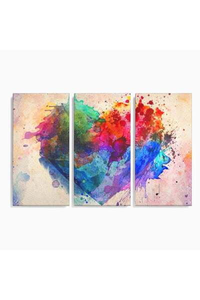 Luxcanva Set 3 Tablouri Canvas Suflet Pictat 150x100 cm (3 x 50x100) pe Sasiu...