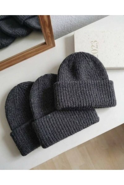 TNR SPORT Unisex Foldable Charcoal Grey 3-Piece Beanie Set