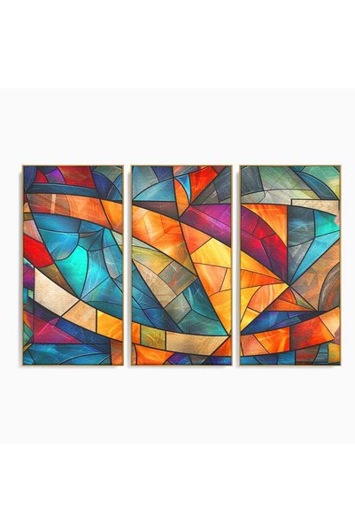 Luxcanva Set 3 Tablouri Canvas Vitralii Interioare 210x140 cm (3 x 70x140) cu...