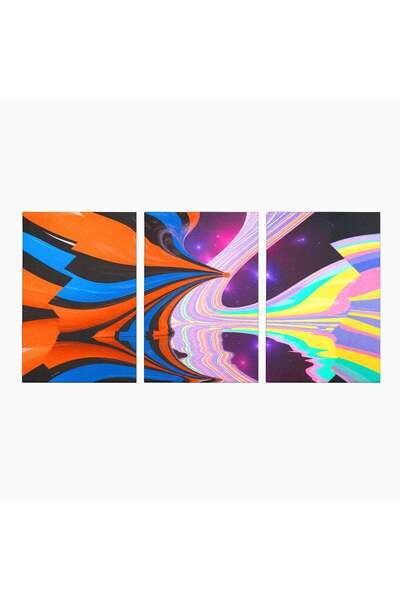 Luxcanva Set 3 Tablouri Canvas Universul Curcubeu 150x70 cm (3 x 50x70) pe Sa...
