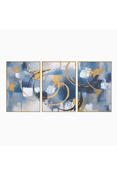 Luxcanva Set 3 Tablouri Canvas Relaxare 300x150 cm (3 x 100x150) cu Rama Auri...
