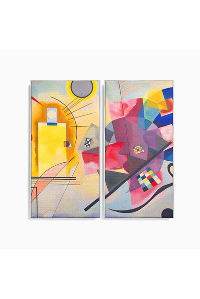 Luxcanva Set 2 Tablouri Canvas Roșu Galben și Albastru 140x140 cm (2 x 70x140...