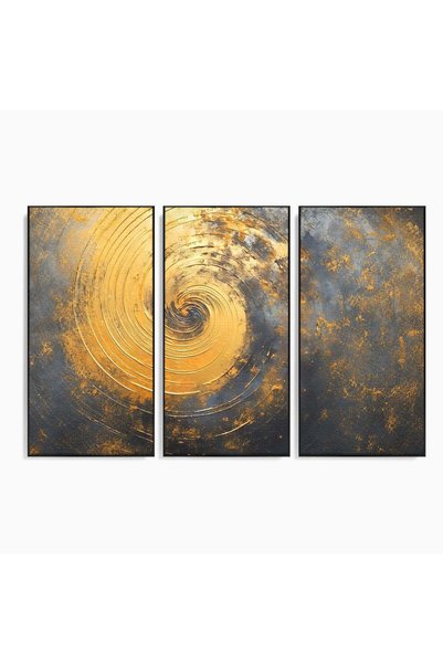 Luxcanva Set 3 Tablouri Canvas Timp in rotatie 210x140 cm (3 x 70x140) cu Ram...