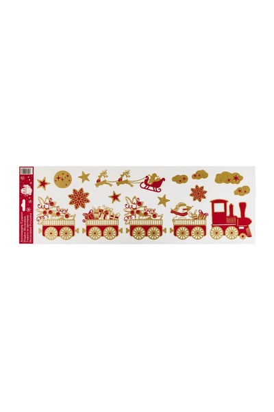 OEM Autocolante Decorative de Crăciun Tren cu Cadouri Rosii si glitter auriu ...