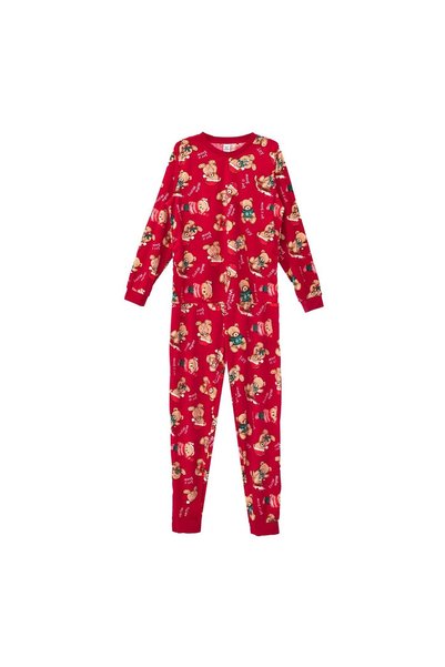 OEM Pijama Family de Crăciun, set catifelat roșu cu imprimeu ursuleți, pentru...