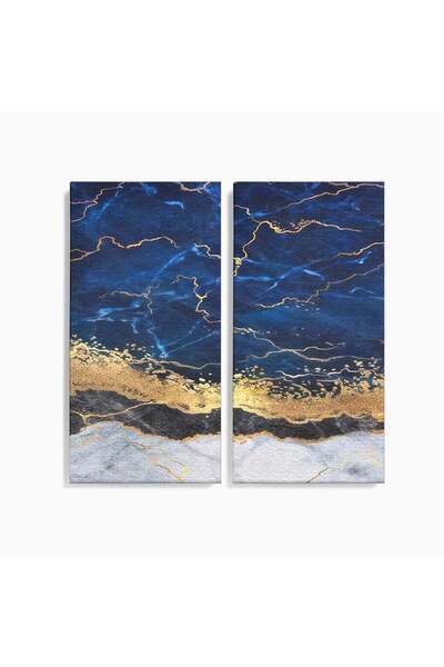 Luxcanva Set 2 Tablouri Canvas Blue Marble 140x140 cm (2 x 70x140) pe Sasiu L...