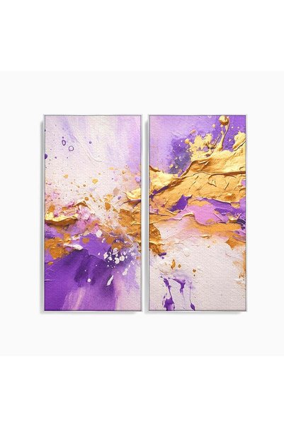 Luxcanva Set 2 Tablouri Canvas Explozie Artistica 120x120 cm (2 x 60x120) cu ...