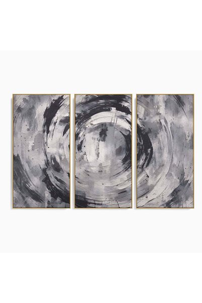 Luxcanva Set 3 Tablouri Canvas Abstracte Rotunde 180x120 cm (3 x 60x120) cu R...