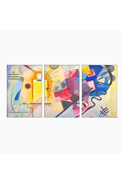 Luxcanva Set 3 Tablouri Canvas Roșu Galben și Albastru 150x70 cm (3 x 50x70) ...