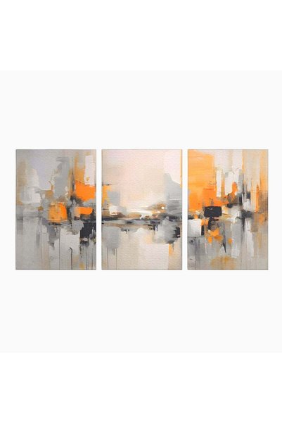 Luxcanva Set 3 Tablouri Canvas Pictura Gri 120x60 cm (3 x 40x60) pe Sasiu Lem...