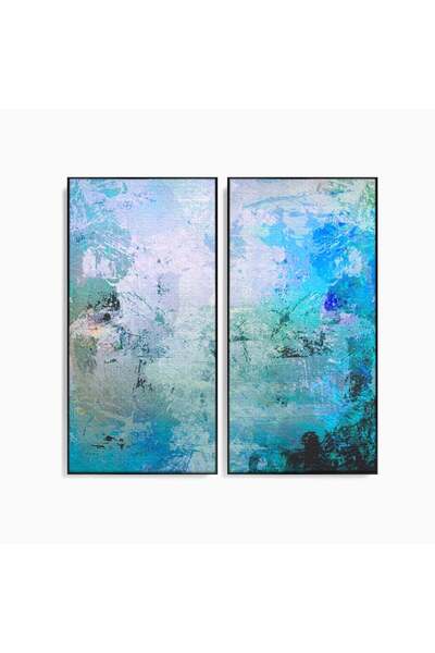 Luxcanva Set 2 Tablouri Canvas Albastru Colorat 100x100 cm (2 x 50x100) cu Ra...