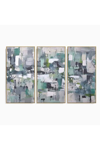 Luxcanva Set 3 Tablouri Canvas Pătrate Colorate 210x140 cm (3 x 70x140) cu Ra...