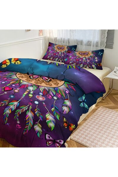 LEADER GLOBAL Boho All Season 3 Pieces Duvet Cover Set, Bedroom Bedding Kit