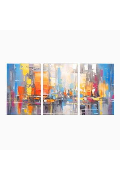 Luxcanva Set 3 Tablouri Canvas Oras Abstract 120x60 cm (3 x 40x60) pe Sasiu L...