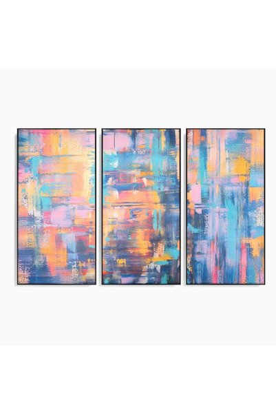 Luxcanva Set 3 Tablouri pe pânză Peisaj abstract în culori 210x140 cm (3 x 70...