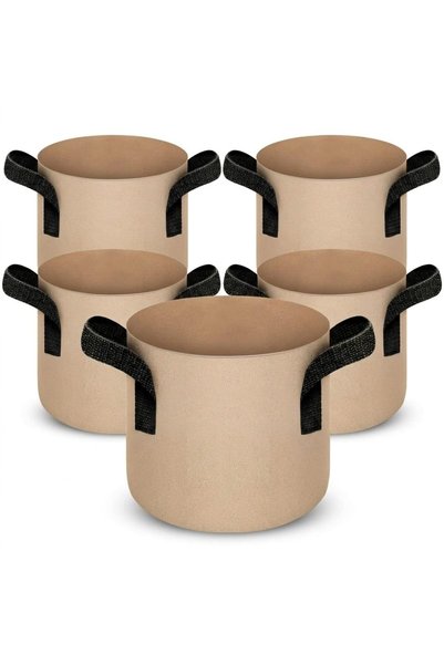 TERRIFI 2 Gallon Grow Bags 5 Pack, 300g Thickened Nonwoven Plant Pots with Do...