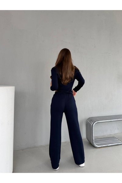 ÇEÇİM Yarım Fermuarlı Uzun Kollu Rahat Kesim Oversize Sweatshirt ve Pantolon Alt Üst Takım