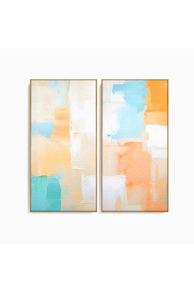 Luxcanva Set 2 Tablouri Canvas Culori Deschise Pictate 140x140 cm (2 x 70x140...