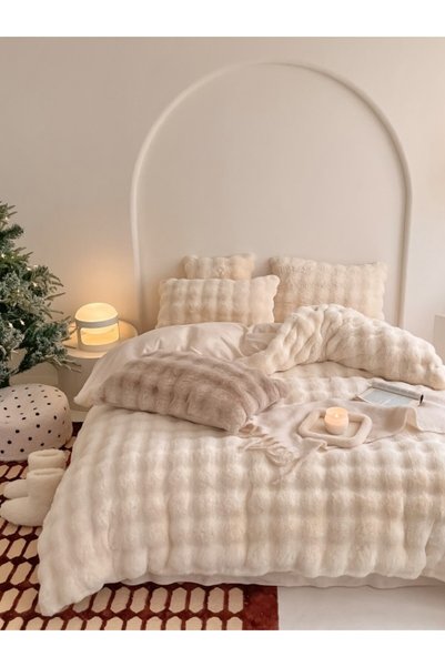 Casa Creative Elegance Artificial Rabbit Fur Bedding, 4 Pieces LDP11627