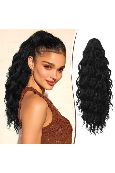 OtherMax Clips de Păr Sintetic Cu Ondulare Naturală Negru 50 cm