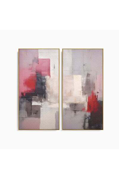 Luxcanva Set 2 Tablouri Canvas Abstract Rosu Si Negru 120x120 cm (2 x 60x120)...