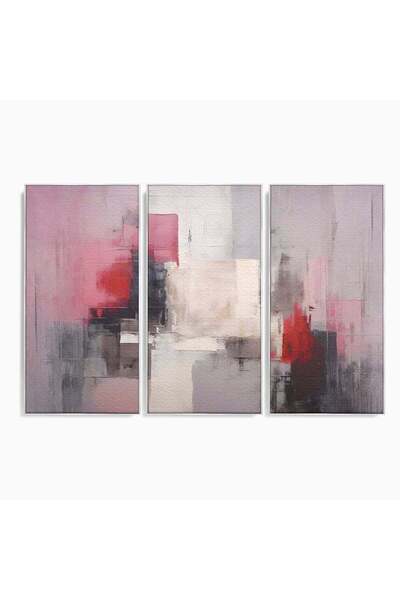 Luxcanva Set 3 Tablouri Canvas Abstract Rosu Si Negru 180x120 cm (3 x 60x120)...