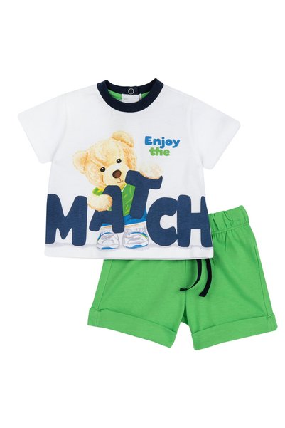 Chicco Costumas tricou si pantaloni Chicco, Alb Cu Albastru, 75799-66MFCO