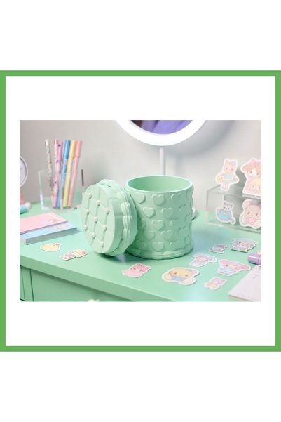 TheGencoo 3D-Printed Pen Holder with Embossed Pattern and Lid - Desktop Organ...