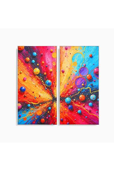 Luxcanva Set 2 Tablouri Canvas Explozie De Culori 100x100 cm (2 x 50x100) cu ...