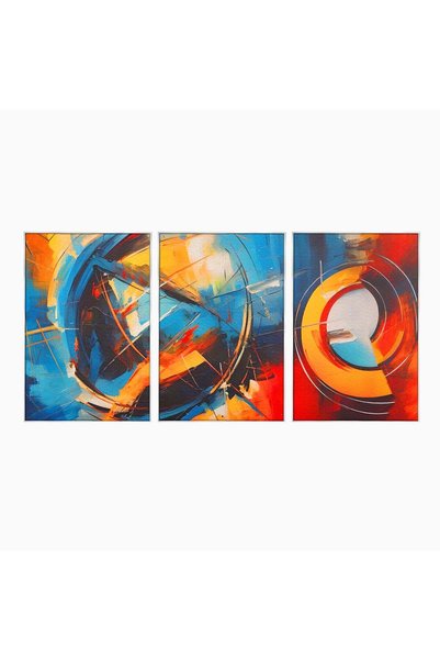 Luxcanva Set 3 Tablouri Canvas Lună și Pământ Abstracte 240x120 cm (3 x 80x12...